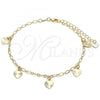 Oro Laminado Charm Anklet , Gold Filled Style Heart Design, Polished, Golden Finish, 03.63.2191.10