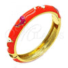 Oro Laminado Individual Bangle, Gold Filled Style Dolphin Design, Orange Enamel Finish, Golden Finish, 07.246.0001.5.02 (10 MM Thickness, Size 2 - 1.75 Diameter)