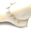 Oro Laminado Charm Anklet , Gold Filled Style Dolphin and Paperclip Design, Polished, Golden Finish, 03.372.0017.10