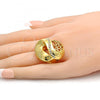 Oro Laminado Multi Stone Ring, Gold Filled Style with White Crystal, Polished, Golden Finish, 01.241.0008.09 (Size 9)