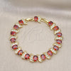 Oro Laminado Tennis Bracelet, Gold Filled Style with Garnet and White Cubic Zirconia, Polished, Golden Finish, 03.206.0007.3.07