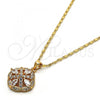 Oro Laminado Pendant Necklace, Gold Filled Style with White Cubic Zirconia, Polished, Golden Finish, 04.213.0054.18