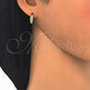 Oro Laminado Huggie Hoop, Gold Filled Style with White Cubic Zirconia, Polished, Golden Finish, 02.221.0057.15