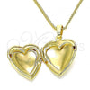 Oro Laminado Pendant Necklace, Gold Filled Style Heart Design, Polished, Golden Finish, 04.117.0013.20