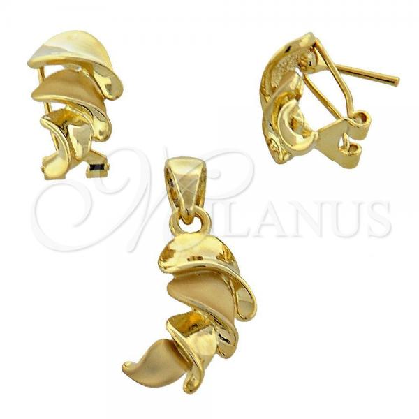 Oro Laminado Earring and Pendant Adult Set, Gold Filled Style Polished, Golden Finish, 10.59.0124