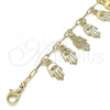 Oro Laminado Charm Bracelet, Gold Filled Style Hand of God and Paperclip Design, Polished, Golden Finish, 03.372.0024.08