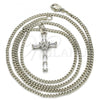 Rhodium Plated Pendant Necklace, Cross Design, with White Cubic Zirconia, Polished, Rhodium Finish, 04.284.0008.4.22