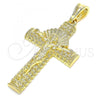 Oro Laminado Religious Pendant, Gold Filled Style Crucifix Design, Polished, Golden Finish, 05.351.0159