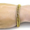 Stainless Steel Basic Bracelet, Curb Design, Polished, Golden Finish, 03.256.0001.09