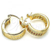 Oro Laminado Small Hoop, Gold Filled Style with Garnet and White Cubic Zirconia, Polished, Golden Finish, 02.210.0266.1.20