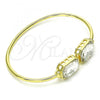Oro Laminado Individual Bangle, Gold Filled Style with White Crystal, Polished, Golden Finish, 07.380.0004