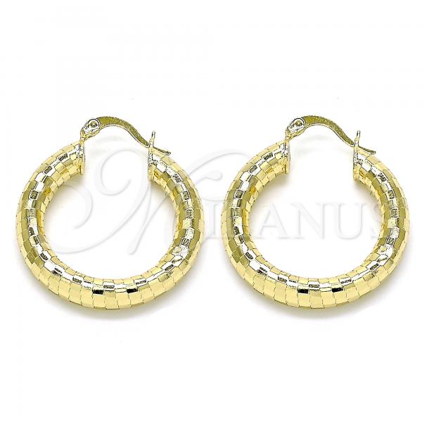 Oro Laminado Medium Hoop, Gold Filled Style Diamond Cutting Finish, Golden Finish, 02.213.0309.30