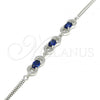 Sterling Silver Fancy Bracelet, with Sapphire Blue and White Cubic Zirconia, Polished, Rhodium Finish, 03.286.0031.2.07