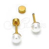 Stainless Steel Stud Earring, with Ivory Pearl, Polished, Golden Finish, 02.271.0012
