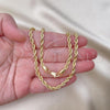 Oro Laminado Basic Necklace, Gold Filled Style Rope Design, Polished, Golden Finish, 5.222.034.22