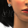 Sterling Silver Earring and Pendant Adult Set, with White Cubic Zirconia, Polished, Rhodium Finish, 10.175.0021