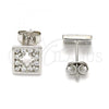 Sterling Silver Stud Earring, with White Cubic Zirconia, Polished, Rhodium Finish, 02.186.0030