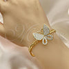 Oro Laminado Fancy Bracelet, Gold Filled Style Butterfly Design, with White Cubic Zirconia, Polished, Golden Finish, 03.283.0080.08