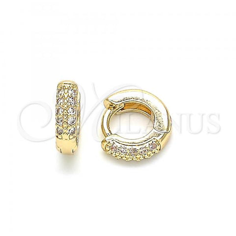 Oro Laminado Huggie Hoop, Gold Filled Style with White Cubic Zirconia, Polished, Golden Finish, 02.195.0111.10