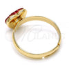 Oro Laminado Multi Stone Ring, Gold Filled Style Heart Design, with Light Siam Swarovski Crystals, Polished, Golden Finish, 01.239.0002.7 (One size fits all)