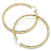 Oro Laminado Extra Large Hoop, Gold Filled Style Hollow Design, Diamond Cutting Finish, Golden Finish, 02.170.0312.80