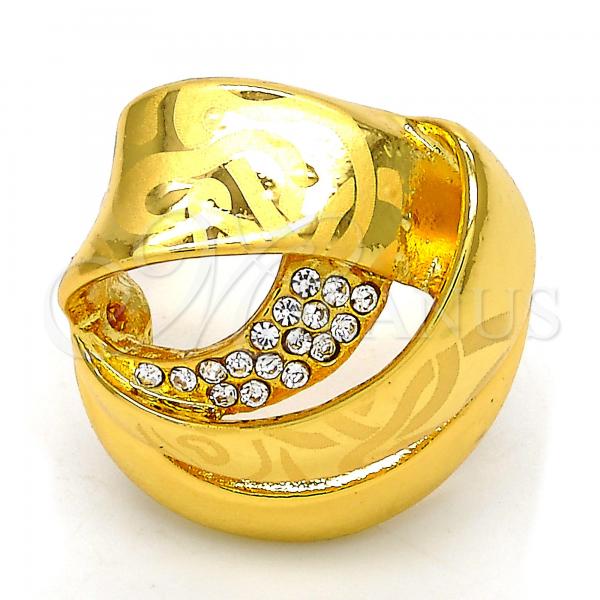 Oro Laminado Multi Stone Ring, Gold Filled Style with White Crystal, Polished, Golden Finish, 01.241.0010.07 (Size 7)