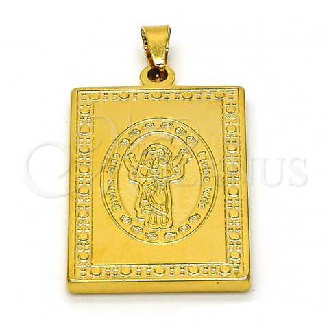 Stainless Steel Religious Pendant, Divino Niño Design, Polished, Golden Finish, 05.247.0006