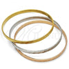 Stainless Steel Trio Bangle, Greek Key Design, Polished, Tricolor, 07.244.0004.06 (05 MM Thickness, Size 6 - 2.75 Diameter)