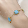 Oro Laminado Fancy Bracelet, Gold Filled Style Flower and Rolo Design, with Turquoise Opal, Polished, Golden Finish, 03.313.0043.4.08