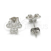 Sterling Silver Stud Earring, with White Micro Pave, Polished, Rhodium Finish, 02.292.0015