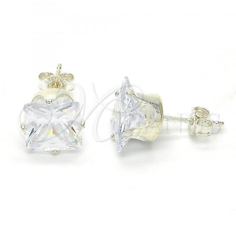Sterling Silver Stud Earring, with White Cubic Zirconia, Polished,, 02.63.2613
