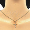 Sterling Silver Pendant Necklace, Cross Design, with White Cubic Zirconia, Polished, Golden Finish, 04.336.0118.2.18
