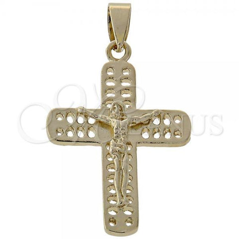 Oro Laminado Religious Pendant, Gold Filled Style Crucifix Design, Polished, Golden Finish, 5.188.011.1