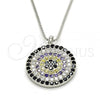 Sterling Silver Pendant Necklace, with Multicolor Micro Pave, Polished, Rhodium Finish, 04.336.0071.16