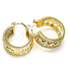 Oro Laminado Small Hoop, Gold Filled Style with White Cubic Zirconia, Polished, Golden Finish, 02.210.0284.20