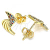 Oro Laminado Stud Earring, Gold Filled Style with Multicolor Micro Pave, Polished, Golden Finish, 02.233.0014