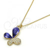 Oro Laminado Pendant Necklace, Gold Filled Style Butterfly Design, with Tanzanite and Aurore Boreale Swarovski Crystals, Polished, Golden Finish, 04.239.0043.6.18