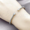 Rhodium Plated Individual Bangle, Heart Design, with White Micro Pave, Polished, Rhodium Finish, 07.60.0007.1