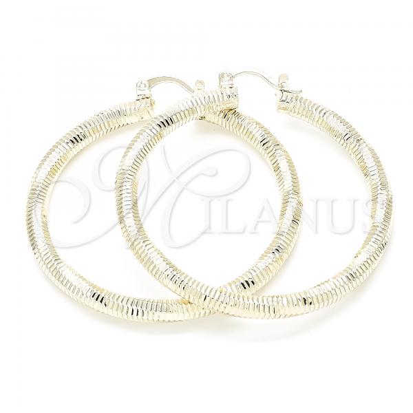 Oro Laminado Large Hoop, Gold Filled Style Diamond Cutting Finish, Golden Finish, 02.170.0307.50