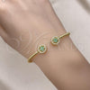 Oro Laminado Individual Bangle, Gold Filled Style with Green and White Micro Pave, Polished, Golden Finish, 07.368.0001.1