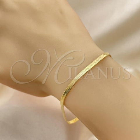 Oro Laminado Basic Bracelet, Gold Filled Style Herringbone Design, Polished, Golden Finish, 03.02.0083.1.07