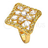 Oro Laminado Multi Stone Ring, Gold Filled Style with White Cubic Zirconia, Polished, Golden Finish, 01.210.0027.09 (Size 9)