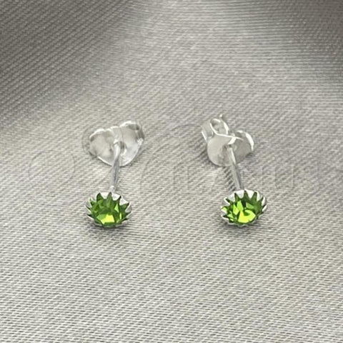 Sterling Silver Stud Earring, with Peridot Cubic Zirconia, Polished, Silver Finish, 02.397.0039.08