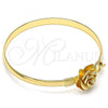 Oro Laminado Individual Bangle, Gold Filled Style Flower Design, Polished, Golden Finish, 07.192.0016.04