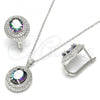 Sterling Silver Earring and Pendant Adult Set, with  Cubic Zirconia and White Micro Pave, Polished, Rhodium Finish, 10.186.0021