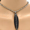 Stainless Steel Pendant Necklace, Leaf Design, with Black Crystal, Polished, Steel Finish, 04.232.0001.1.31