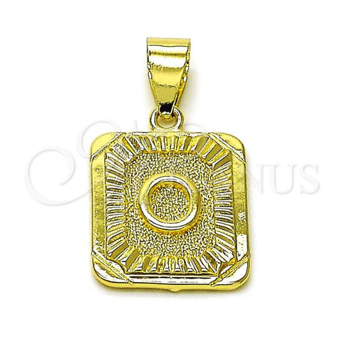 Oro Laminado Fancy Pendant, Gold Filled Style Initials Design, Diamond Cutting Finish, Golden Finish, 05.411.0052