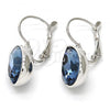 Rhodium Plated Leverback Earring, Teardrop Design, with Denin Blue Swarovski Crystals, Polished, Rhodium Finish, 02.239.0014.8