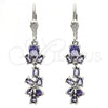 Rhodium Plated Long Earring, Teardrop Design, with Amethyst Cubic Zirconia, Polished, Rhodium Finish, 02.205.0053.8