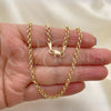 Oro Laminado Basic Necklace, Gold Filled Style Rolo Design, Polished, Golden Finish, 5.223.021.24